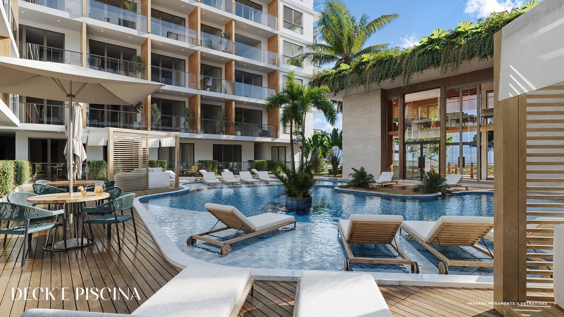 Deck molhado da piscina